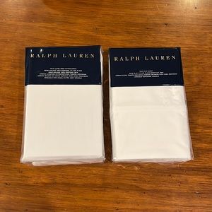 Ralph Lauren RL 464 Solid Percale Twin Flat + Extra Deep Fitted Sheet set Tux